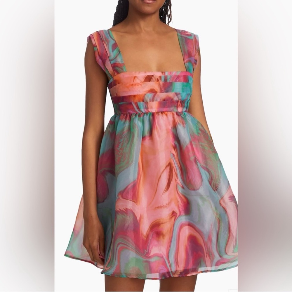 Amanda Uprichard Colorful Swirl Mini Dress
